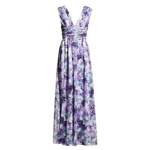 Dress the Population Purple and Blue Floral Maxi Dress